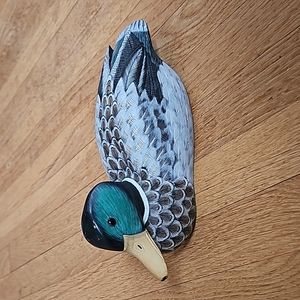 Vintage hand painted wooden Mallard Duck